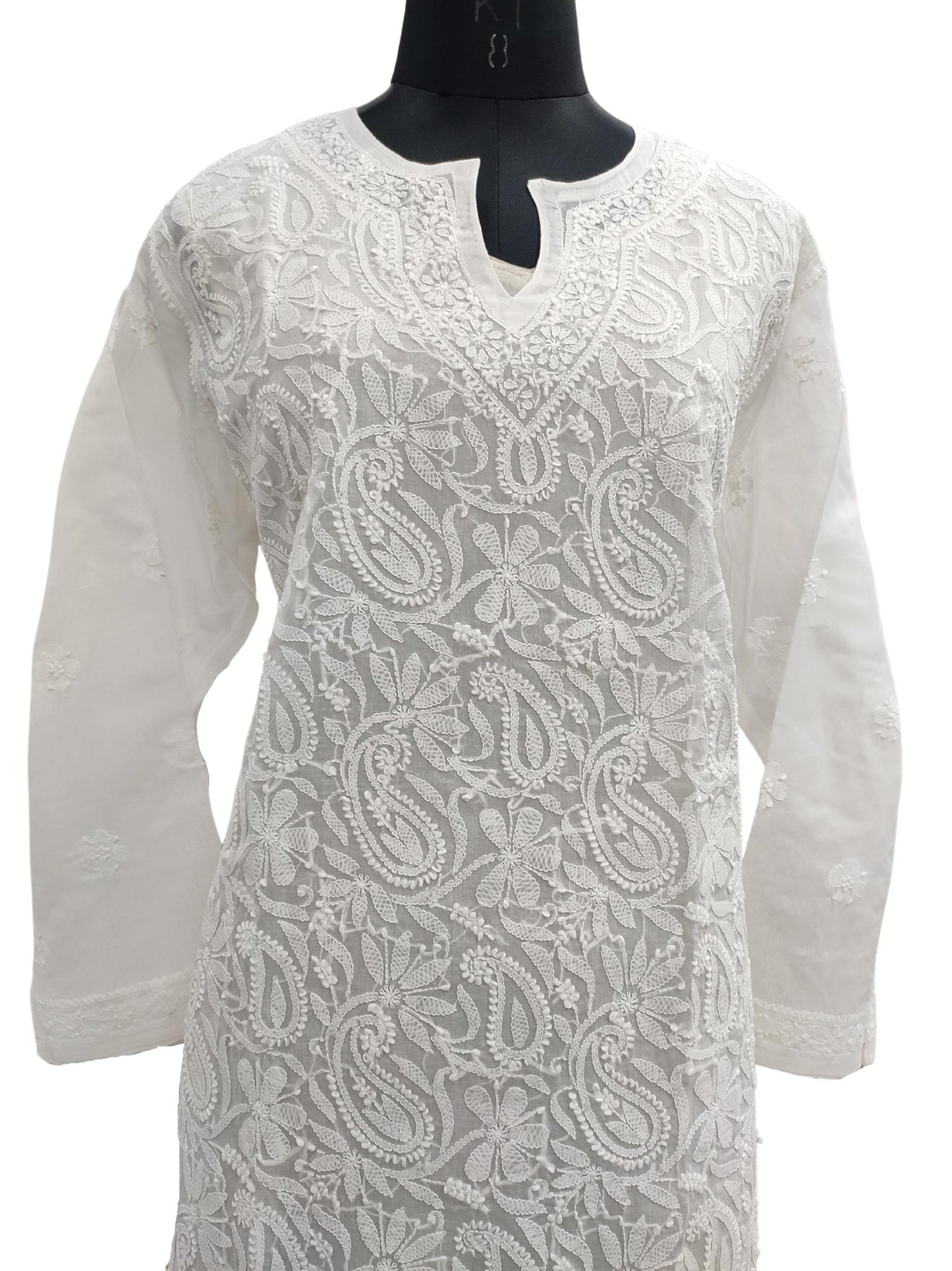 Cotton White Embroidered Chikan Kurti With Pant at Rs 699 in Jaipur